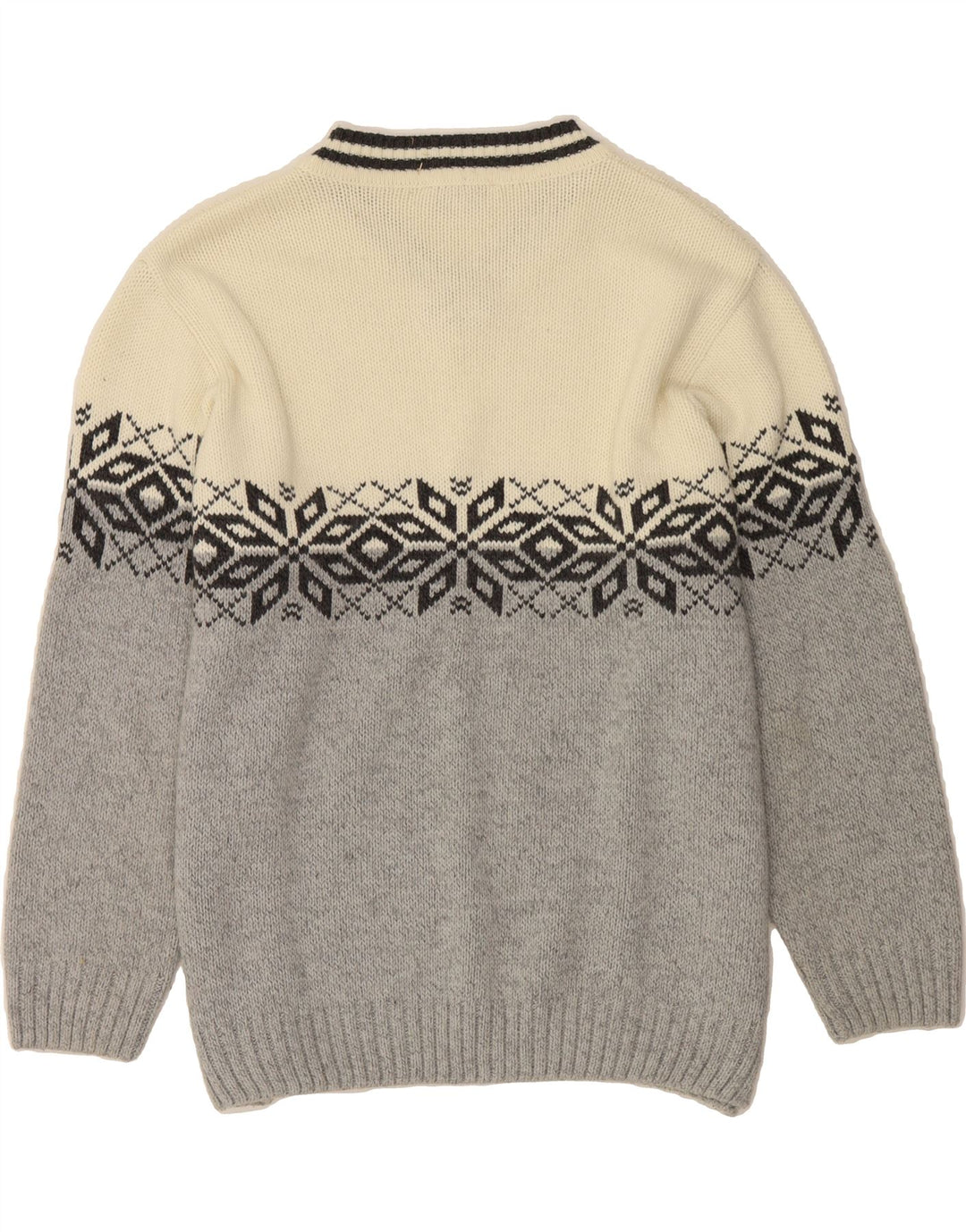G.PISANO Mens V-Neck Jumper Sweater XL Grey Fair Isle Acrylic Vintage G.Pisano and Second-Hand G.Pisano from Messina Hembry 