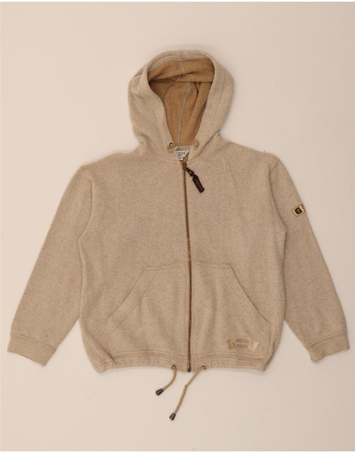 GUESS Boys Hooded Cardigan Sweater 9-10 Years Beige Cotton Vintage Guess and Second-Hand Guess from Messina Hembry 
