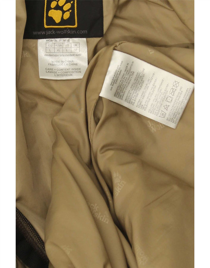 Casaco acolchoado com capuz feminino Jack Wolfskin Reino Unido 16 grande poliéster marrom