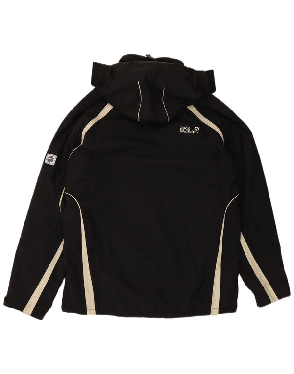 Jaqueta corta-vento masculina JACK WOLFSKIN com capuz Reino Unido 44 XL preto colorblock