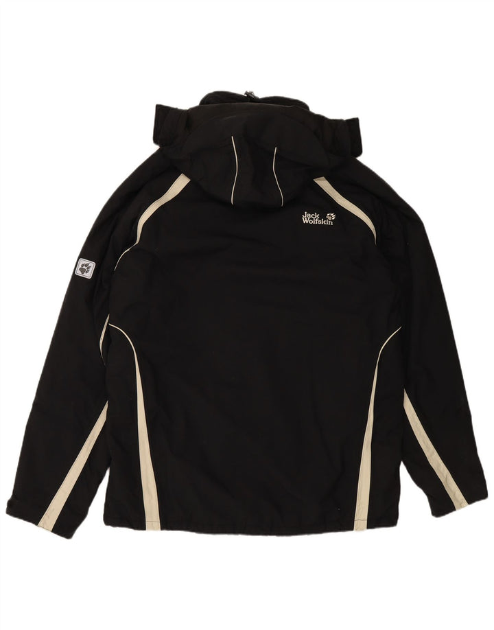 Jaqueta corta-vento masculina JACK WOLFSKIN com capuz Reino Unido 44 XL preto colorblock