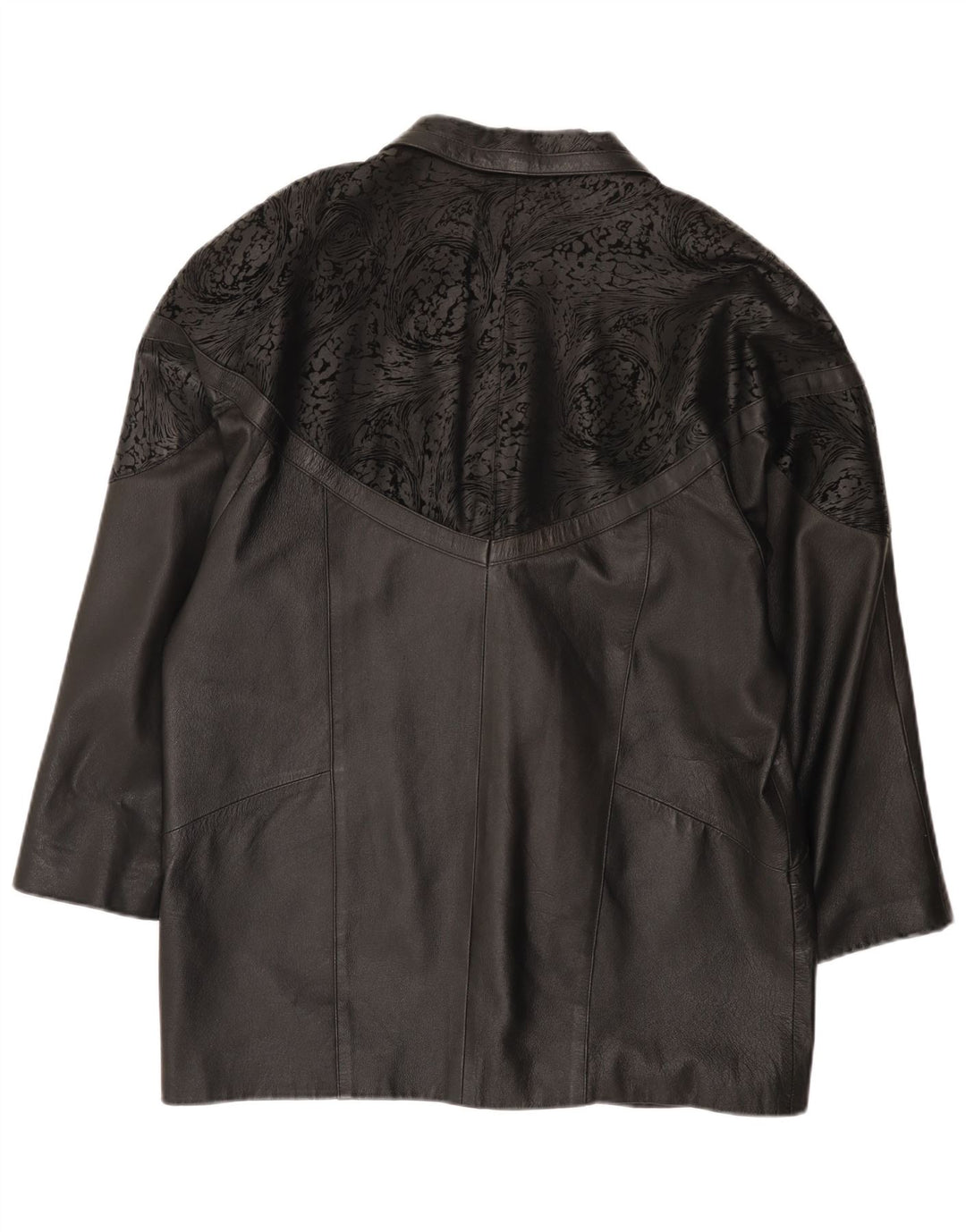 Jaqueta de couro superdimensionada feminina vintage IT 48 2XL couro preto