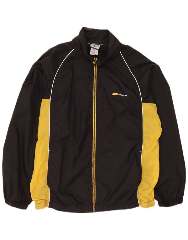 Reebok Mens Loose Fit Tracksuit Top Jaqueta Médio Preto Colorblock