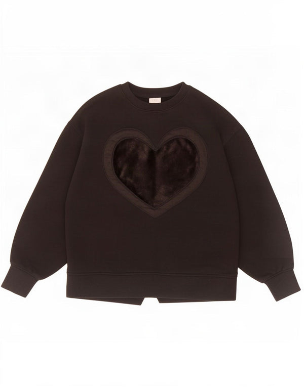 Zara Girls Loose Fit Gráfico Moletom Jumper 11-12 Anos Coração Preto
