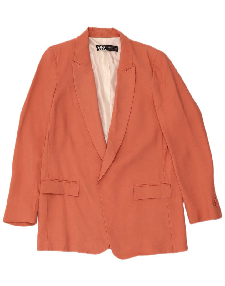 Jaqueta Zara Womens Open Blazer UK 10 Pequeno Acetato Laranja