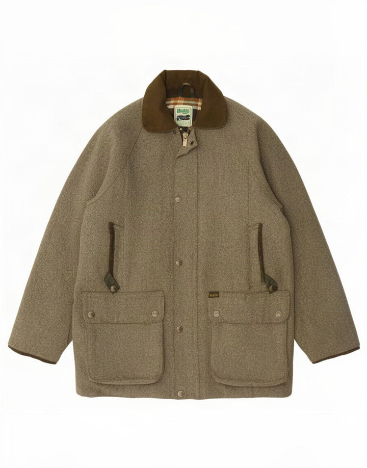 Jaqueta utilitária masculina Hoggs UK 40 grande cinza Chevron lã clássica