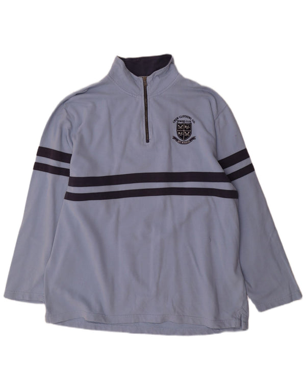 Crew Clothing Mens Zip Neck Moletom Jumper 2XL Azul Colorblock Algodão