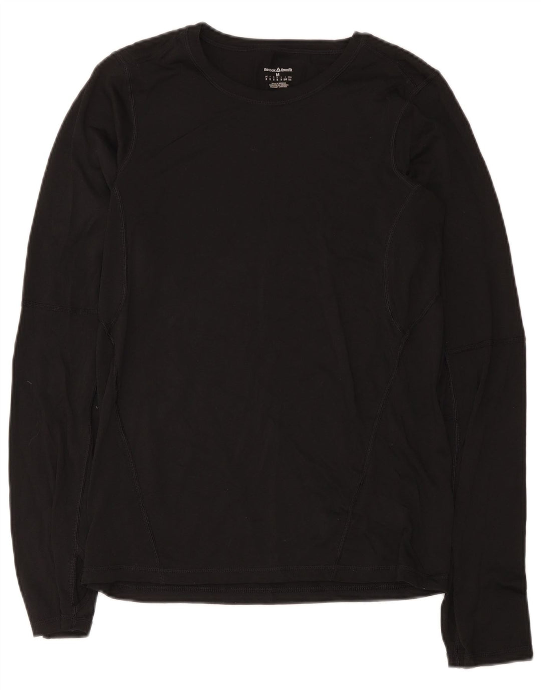 Reebok Mens Cross Fit Top Manga Longa Médio Poliéster Preto