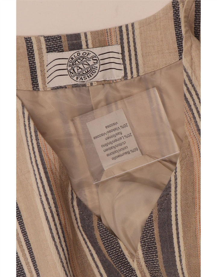 Colete masculino vintage grande algodão listrado bege