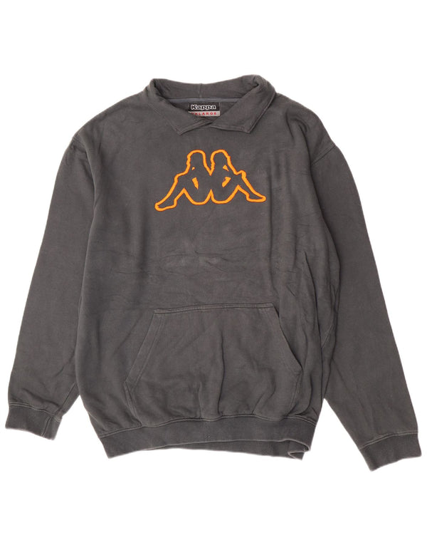 Kappa Mens Polo Neck Moletom Jumper 2XL Algodão Cinza