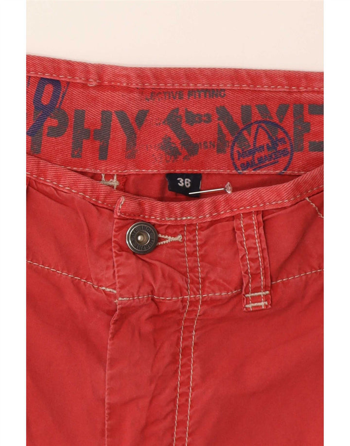 Murphy & Nye Mens Chino Shorts W36 Grande Algodão Vermelho