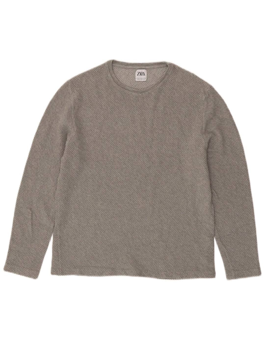 Top feminino Zara manga comprida UK 18 XL algodão cinza