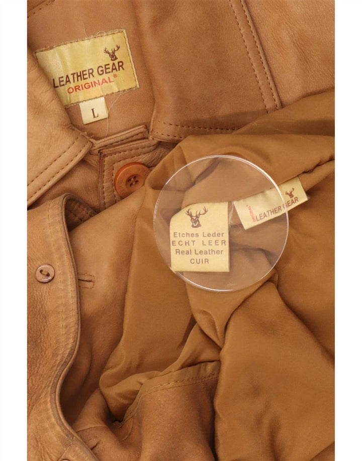 Jaqueta de couro masculina vintage UK 40 grande bege