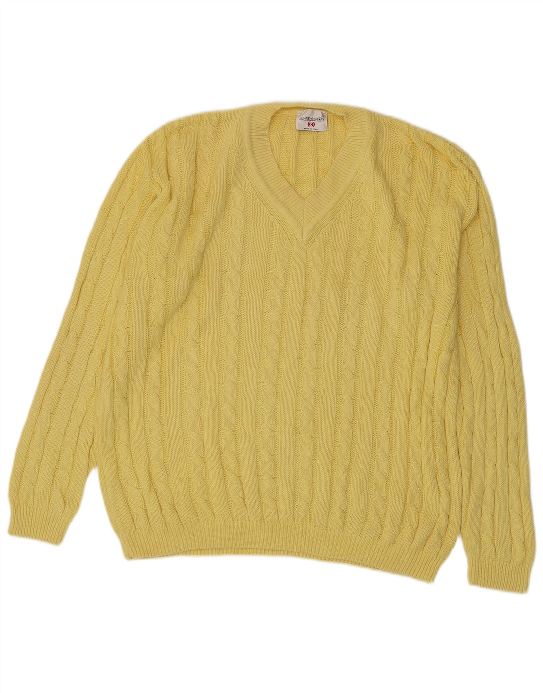 Suéter masculino MARRONETTO com decote em V de algodão amarelo médio