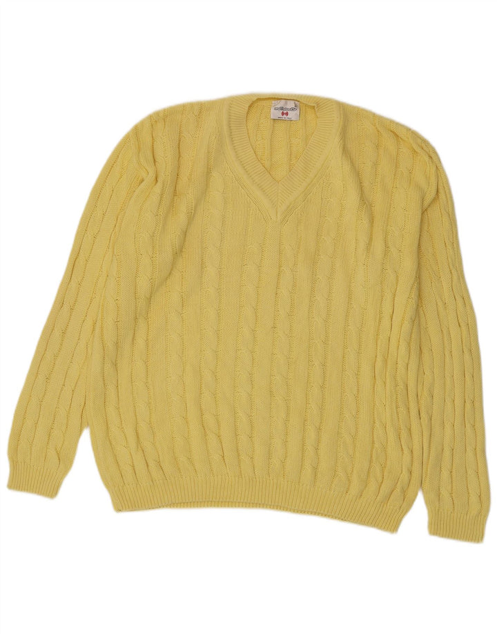 Suéter masculino MARRONETTO com decote em V de algodão amarelo médio