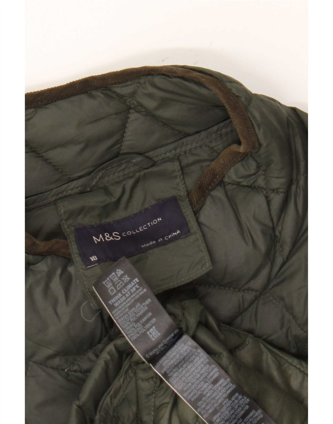 Casaco feminino acolchoado acolchoado Marks & Spencer Reino Unido 18 XL cáqui poliamida