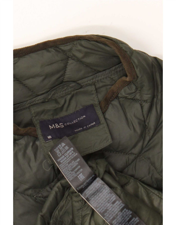 Casaco feminino acolchoado acolchoado Marks & Spencer Reino Unido 18 XL cáqui poliamida