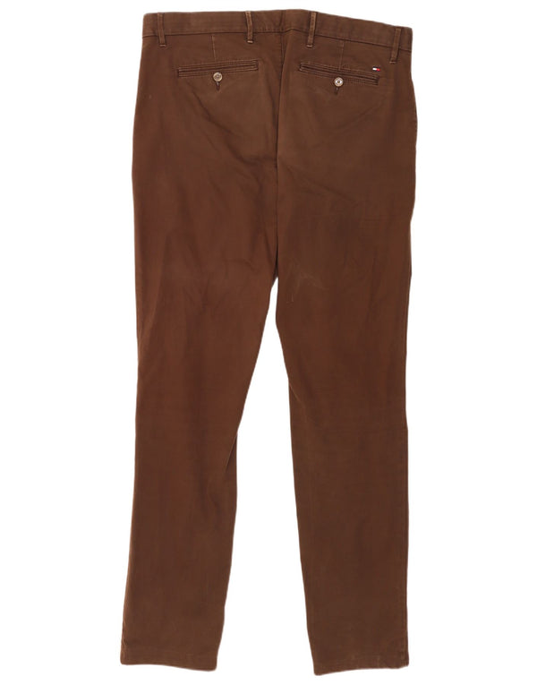 Tommy Hilfiger Mens Slim Chino Calças W36 L36 Algodão Marrom