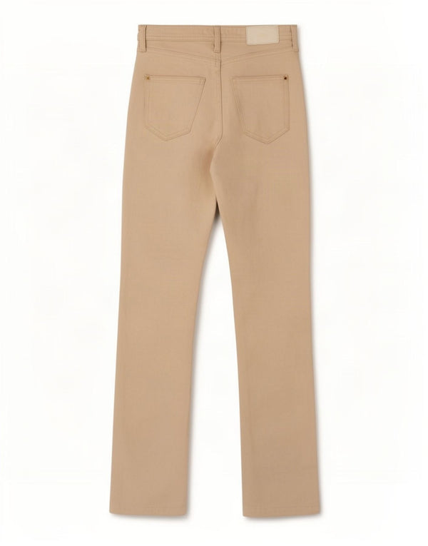Zara Jeans feminino cintura alta reta EU 34 2XS W24 L31 algodão bege