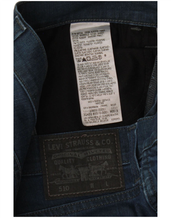 Levi's Masculino 510 Slim Jeans W32 L27 Azul Algodão