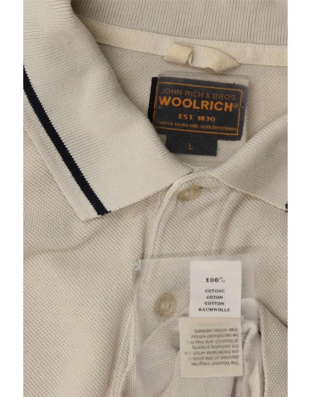 Camisa polo masculina Woolrich grande algodão bege