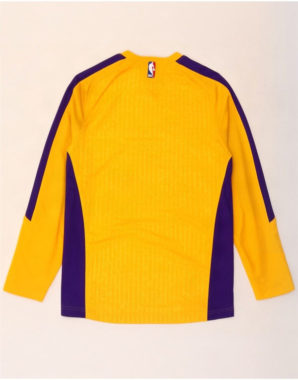 Adidas Mens Lakers Graphic Top Manga Longa Pequeno Amarelo Colorblock