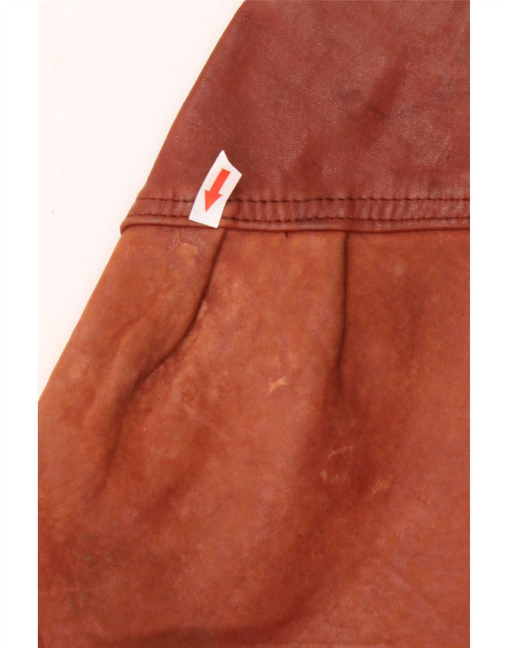 Jaqueta de couro vintage feminina colheita grande Reino Unido 16 grande marrom