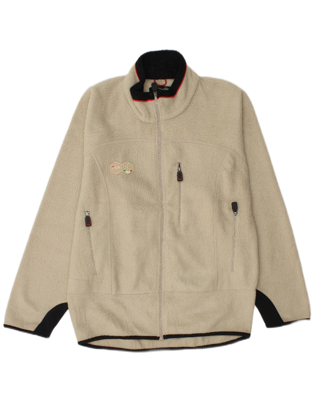 Jaqueta de lã masculina FILA UK 36 poliéster colorblock bege pequeno