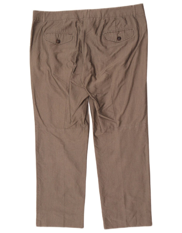 Calça chino reta feminina Max Mara Reino Unido 16 grande W36 L27 algodão cinza