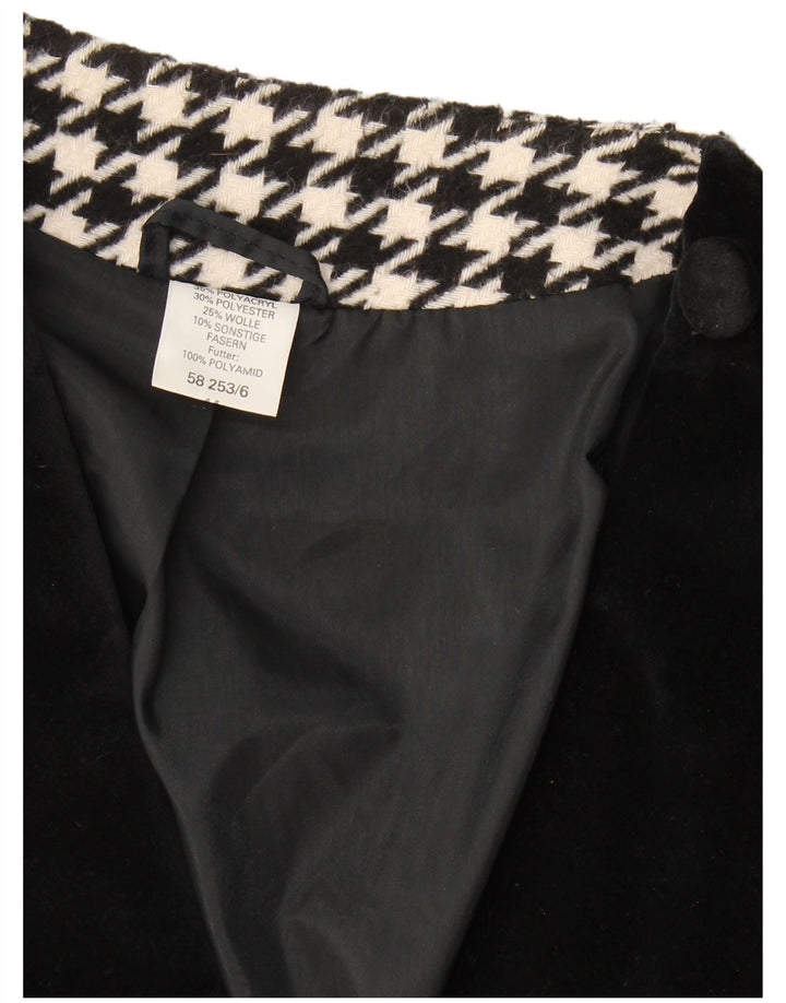 Casaco feminino vintage duplo breasted UK 20 2XL preto Houndstooth poliacrílico