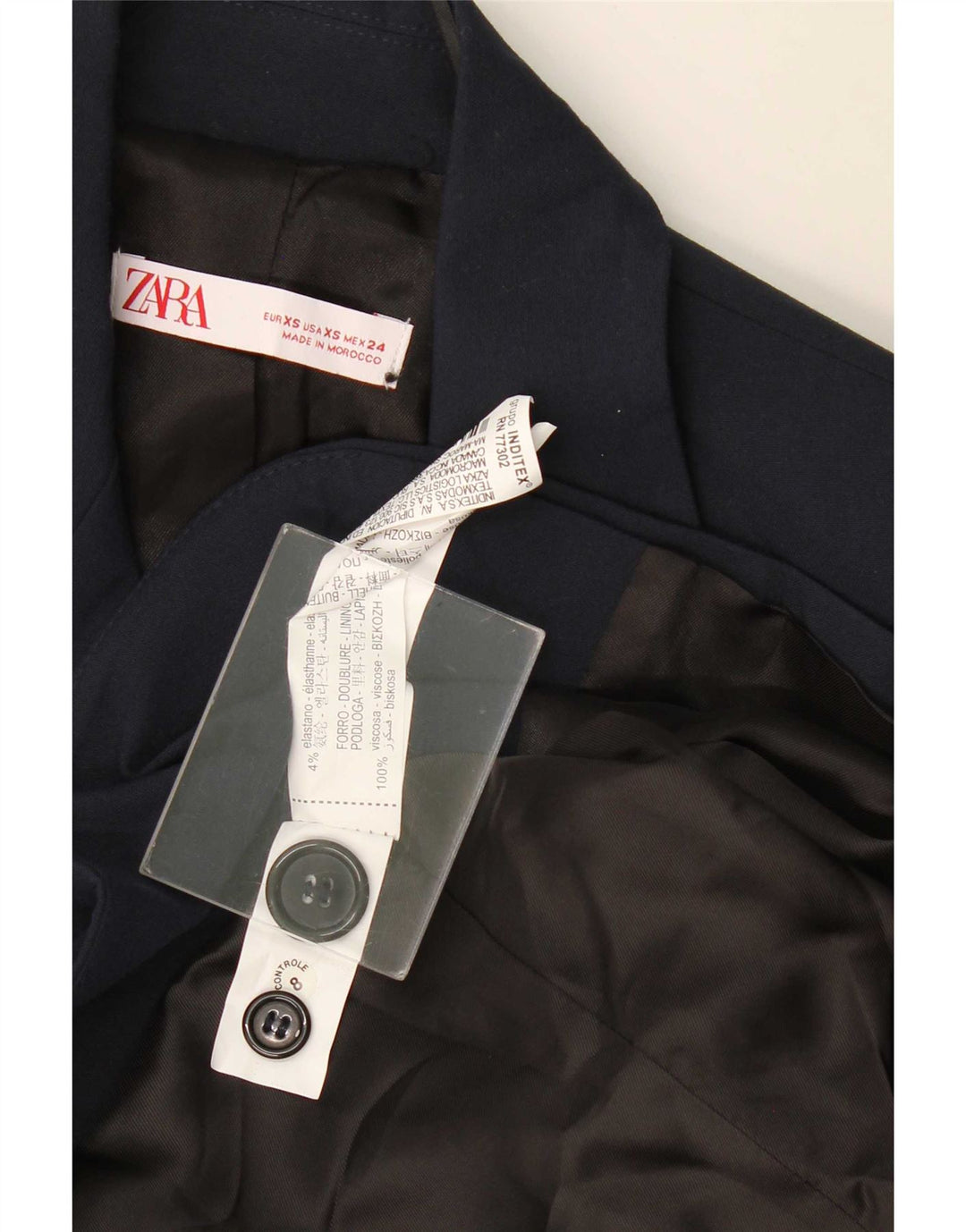 Zara Jaqueta Blazer Oversized Feminina com 2 Botões Reino Unido 6 XS Azul Marinho Viscose