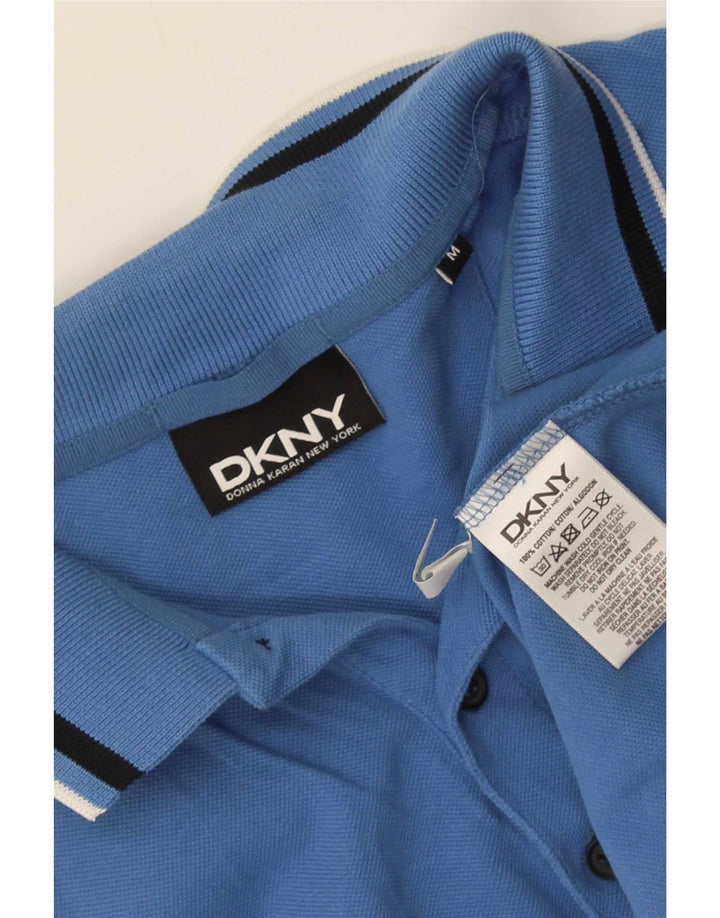 Camisa polo masculina Dkny de algodão listrado azul médio