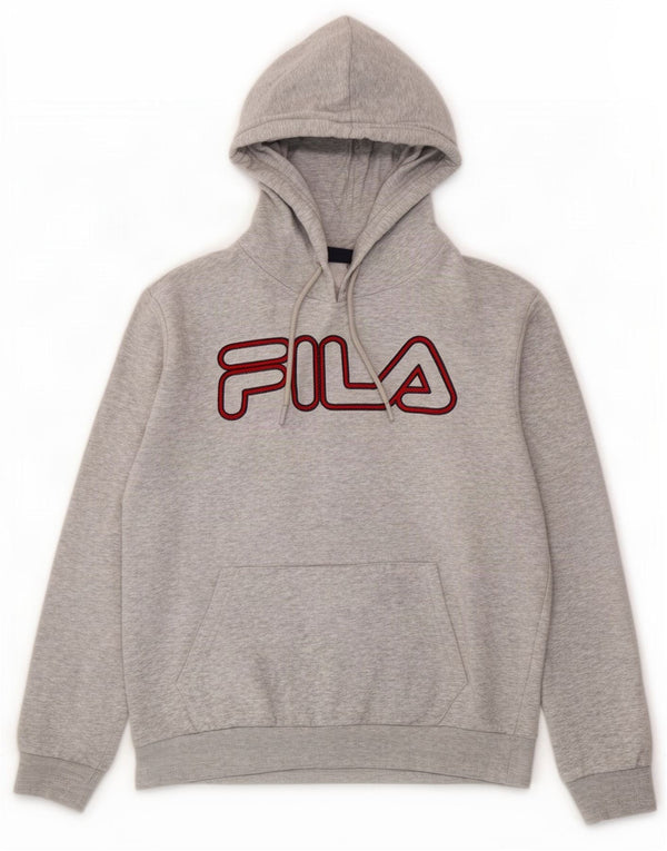 Fila Mens Graphic Hoodie Jumper Médio Algodão Cinza