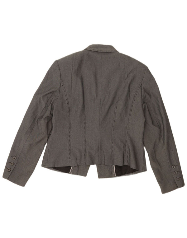 Jaqueta blazer feminina Marks & Spencer com 1 botão Reino Unido 14 poliéster cinza médio