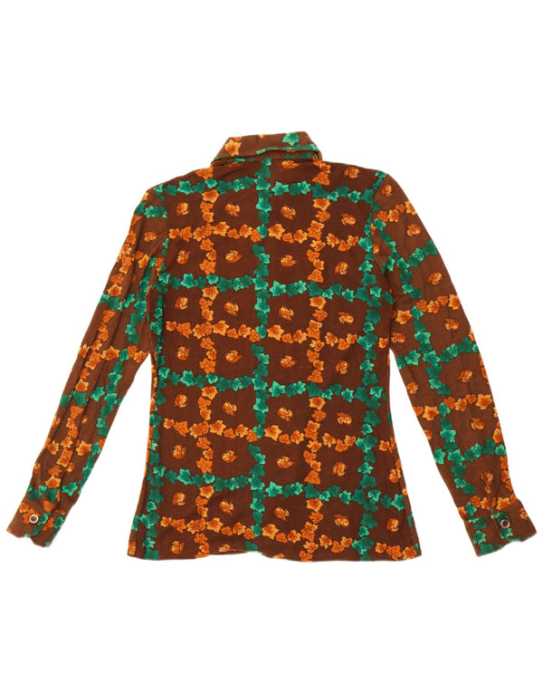 Camisa feminina Anna UK 12 marrom médio floral