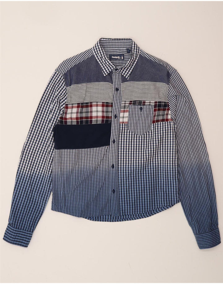 Camisa feminina DESIGUAL UK 14 Médio Azul Gingham