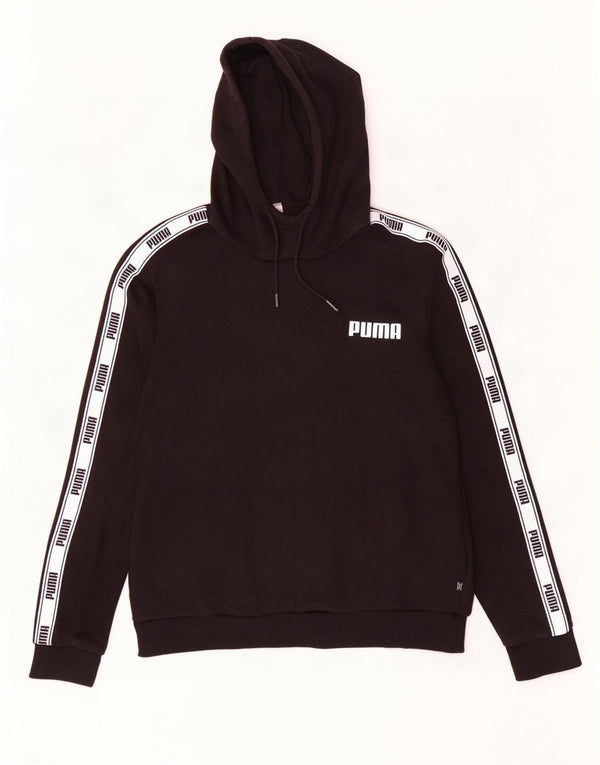 Suéter feminino com capuz gráfico Puma grande bloco colorido preto