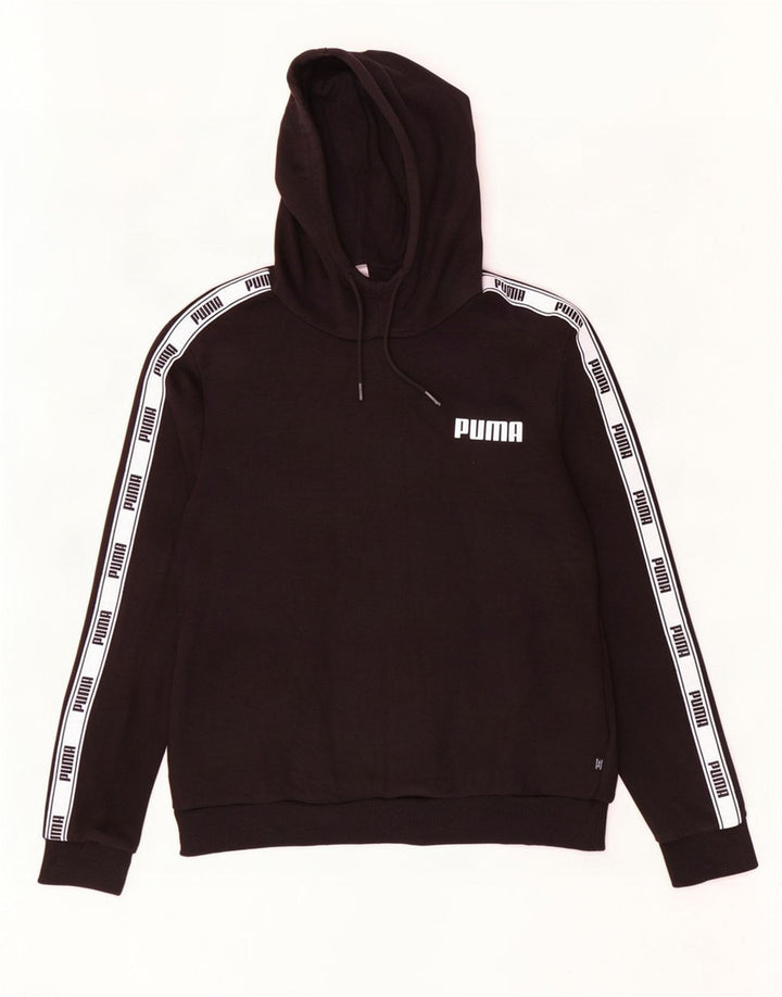 Suéter feminino com capuz gráfico Puma grande bloco colorido preto