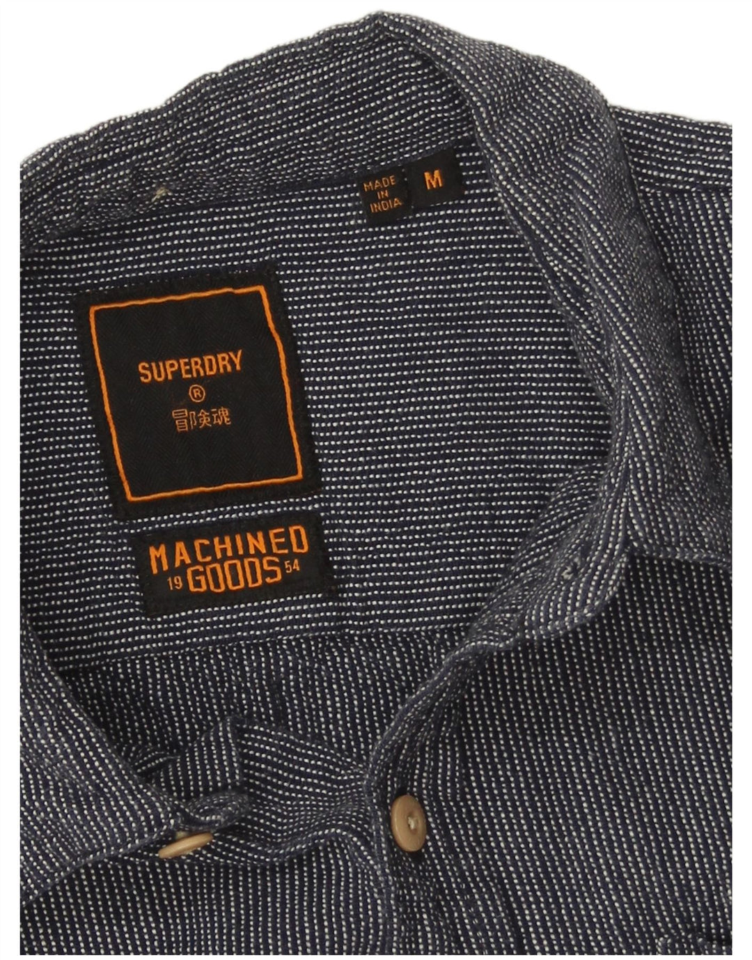 Camisa masculina Superdry média listrada azul marinho algodão