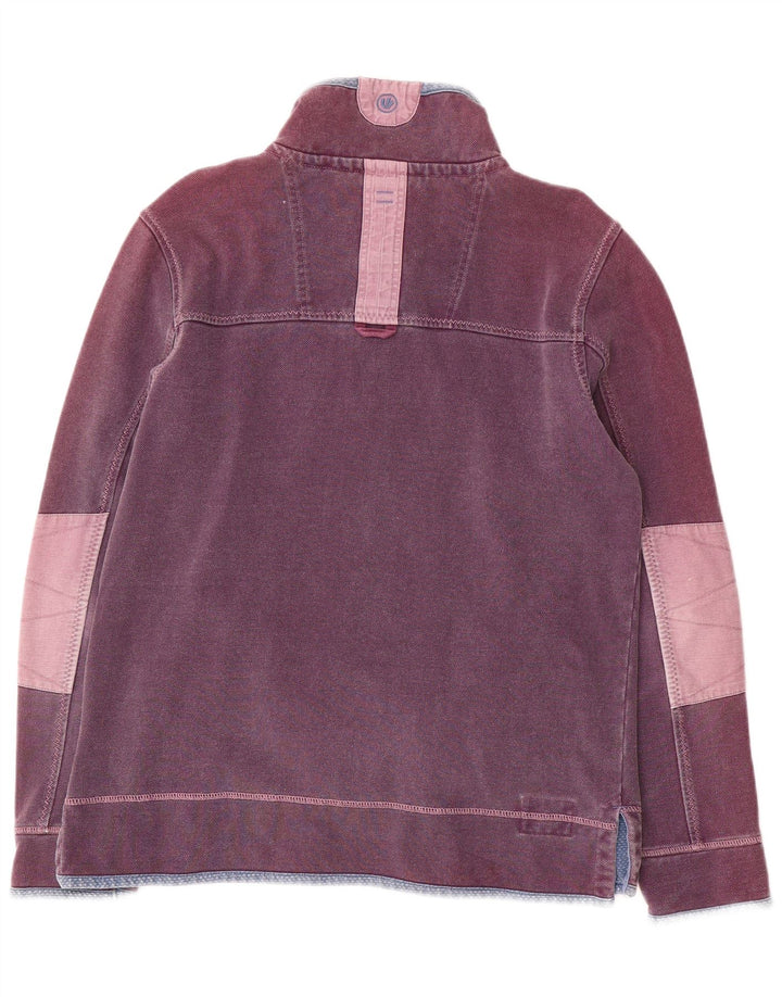 Fat Face Masculino Zip Neck Moletom Jumper Médio Algodão Roxo