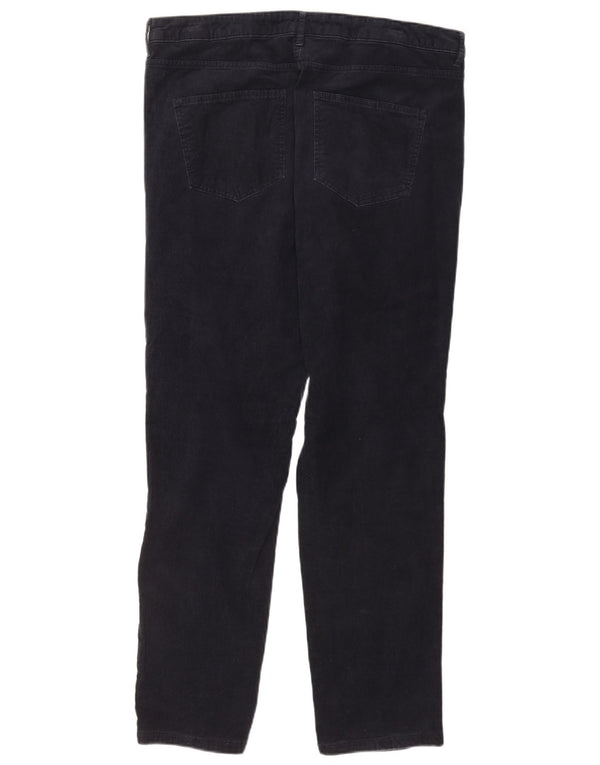 Calça feminina de veludo cotelê Marks & Spencer UK 18 XL W36 L29 azul marinho