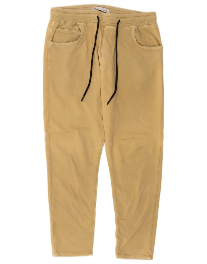Zara Calça masculina slim cortada grande W32 L25 amarela