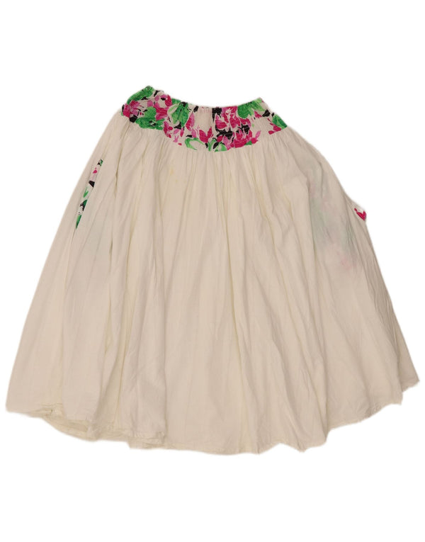 Saia feminina vintage plissada larga W34 grande floral branco
