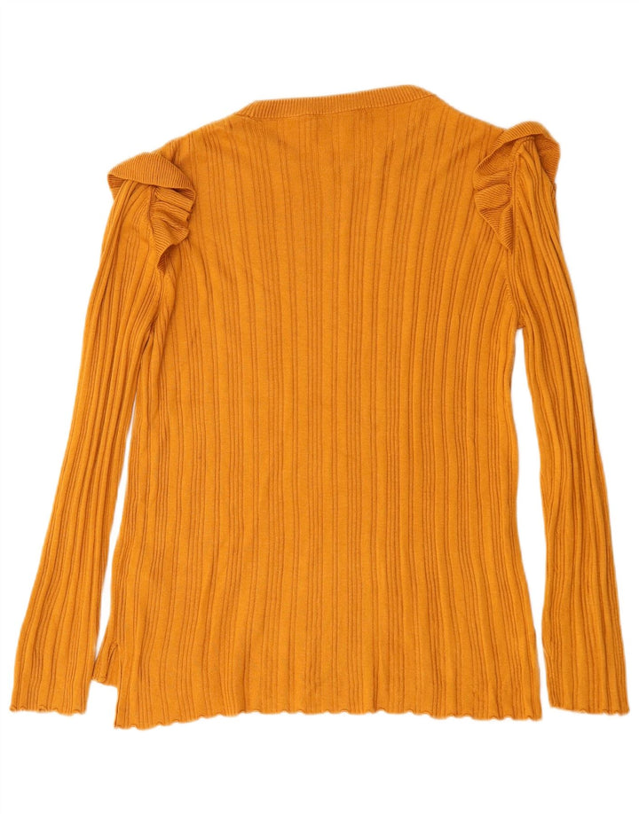 Top feminino Marks & Spencer manga comprida UK 12 acrílico amarelo médio