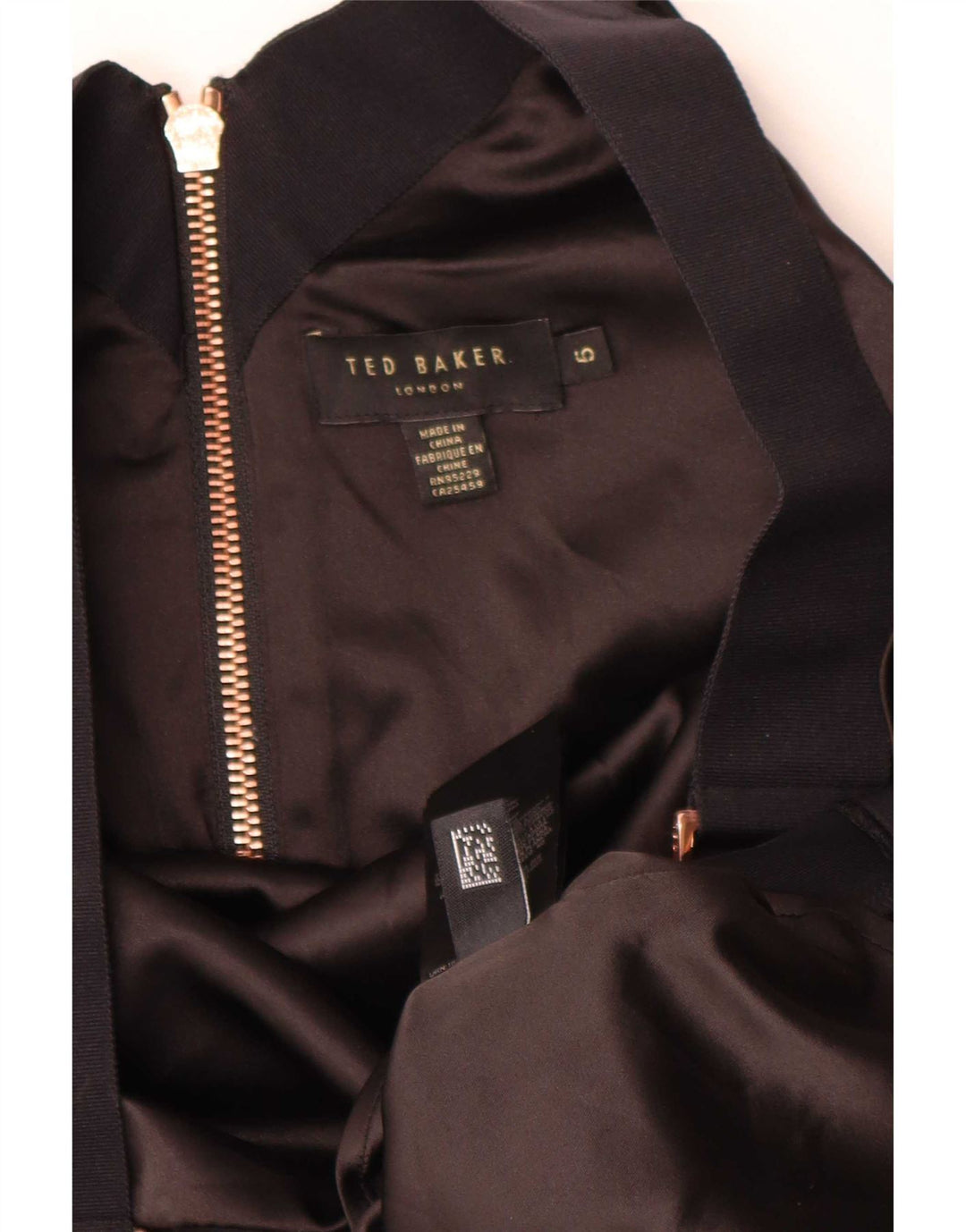 Vestido bodycon feminino sem mangas Ted Baker tamanho 5 XL poliéster preto