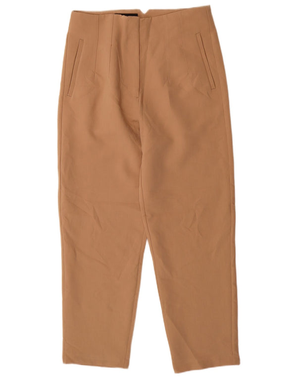 Zara Calça feminina cintura alta cônica grande W30 L27 poliéster bege