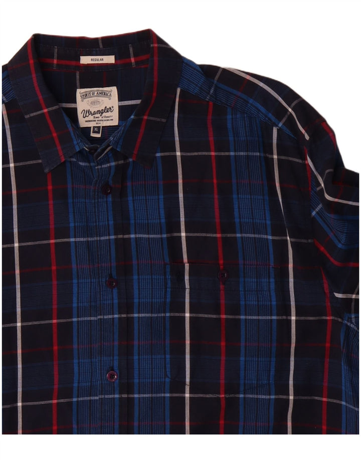 Camisa masculina Wrangler Regular Fit XL azul marinho xadrez algodão
