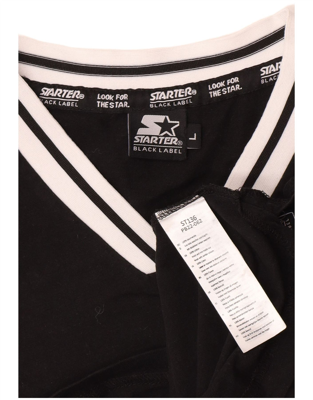 Camiseta masculina Starter BLACK LABEL Top grande de algodão preto