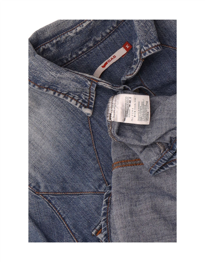 Camisa jeans feminina Gas UK 12 algodão azul médio