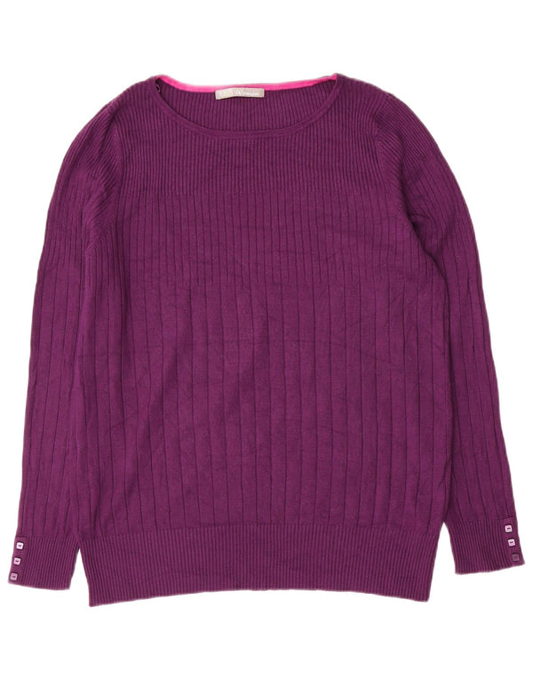 Suéter feminino Marks & Spencer com gola canoa e viscose roxa UK 20 2XL